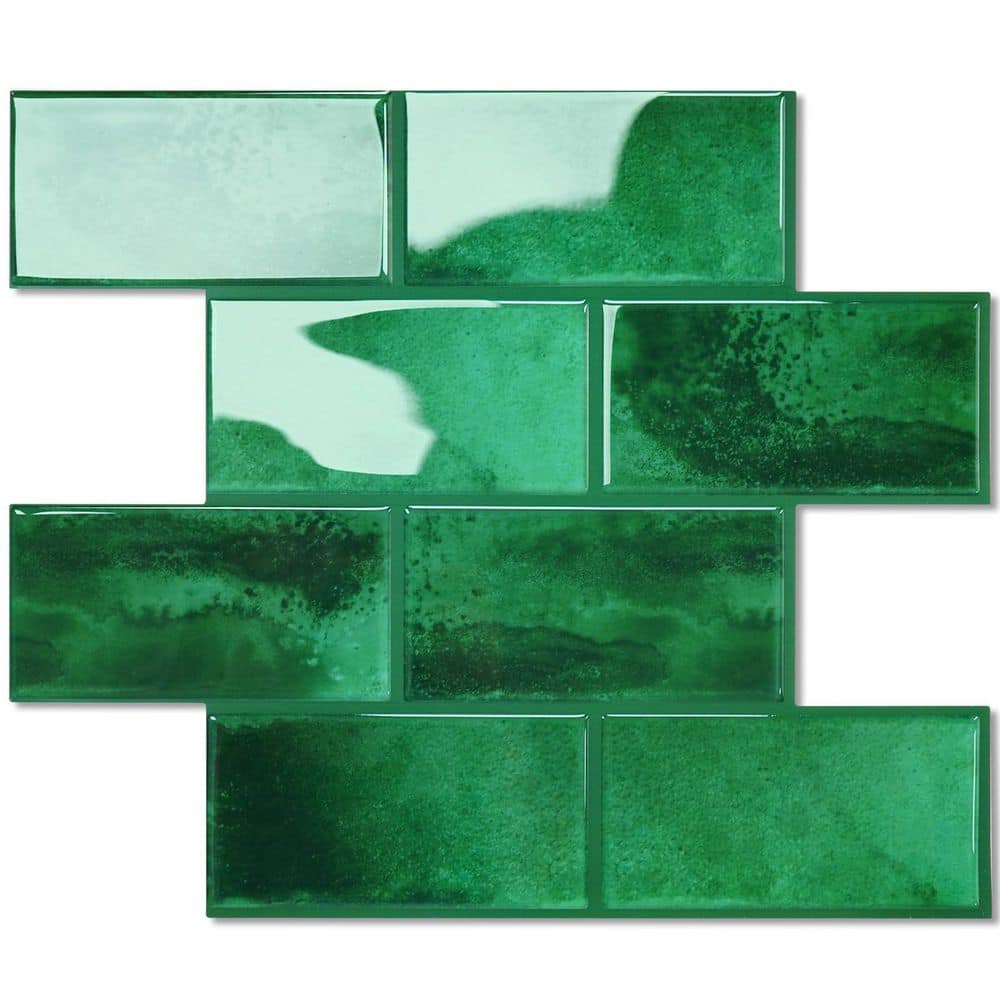 10-Piece Bath Accessory Set in Dark Green, Thicker Peel and Stick Subway Tile for Kitchen and Bathroom price history on PriceWatchPro