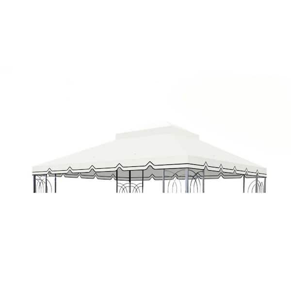 10 ft. x 10 ft. Gazebo Replacement Canopy-Double-Tiered UV and Waterproof Roof Cover Beige, Frame Not Included