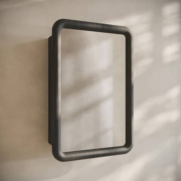 Plaisir 18 in. W x 27 in. H Recessed/Wall Mount Rectangular Medicine Cabinet with Mirror in Black Oak