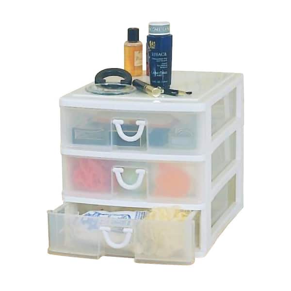 Plastic Storage Drawers Organizer 3 Tier Clear Organizer with