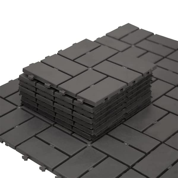 1. 02 ft. x 1. 02 ft. Quick Deck PVC Plastic Interlocking Deck Tile in Gray (45.8 sq. ft. per Box)