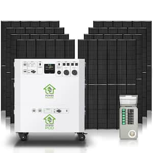 Powerhouse Platinum Plus PE 7,200-Watt Electric Switch Solar Generator w/(1) Battery Pod, (8) Panels, Transfer Kit
