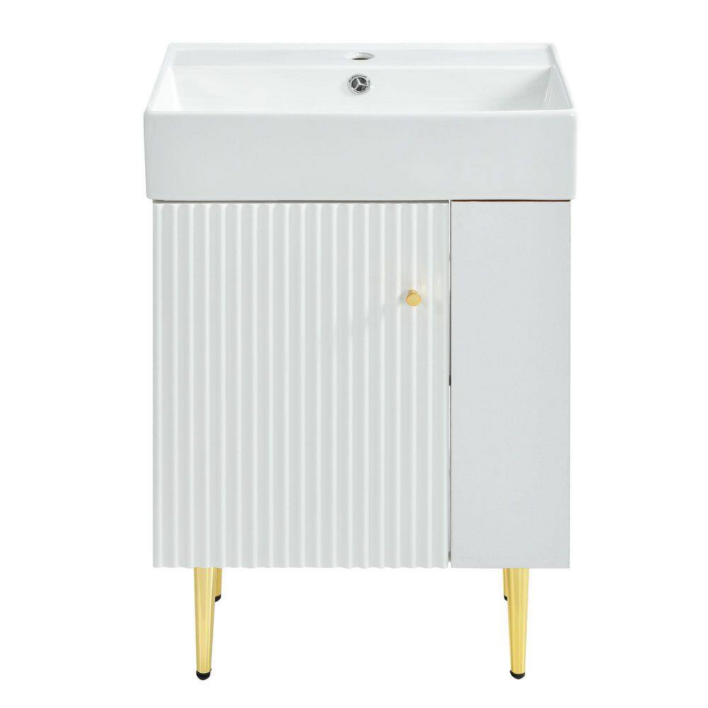 21.6 in. Single Sink Freestanding White Bath Vanity with White Ceramic Sink Top price history on PriceWatchPro