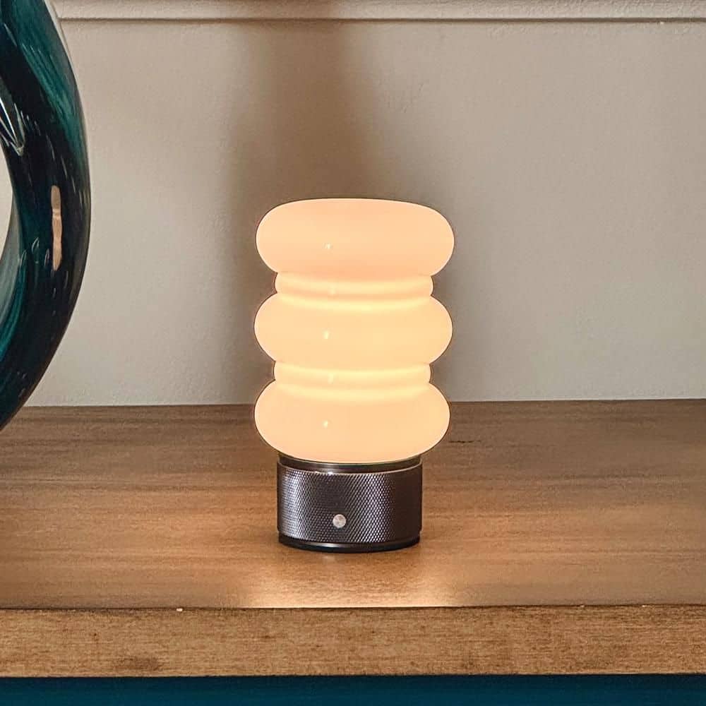Black Modern Rechargeable LED Stacked Column Cordless Table Lamp for Living Room with Ivory Alabaster Shade and USB Port price history on PriceWatchPro