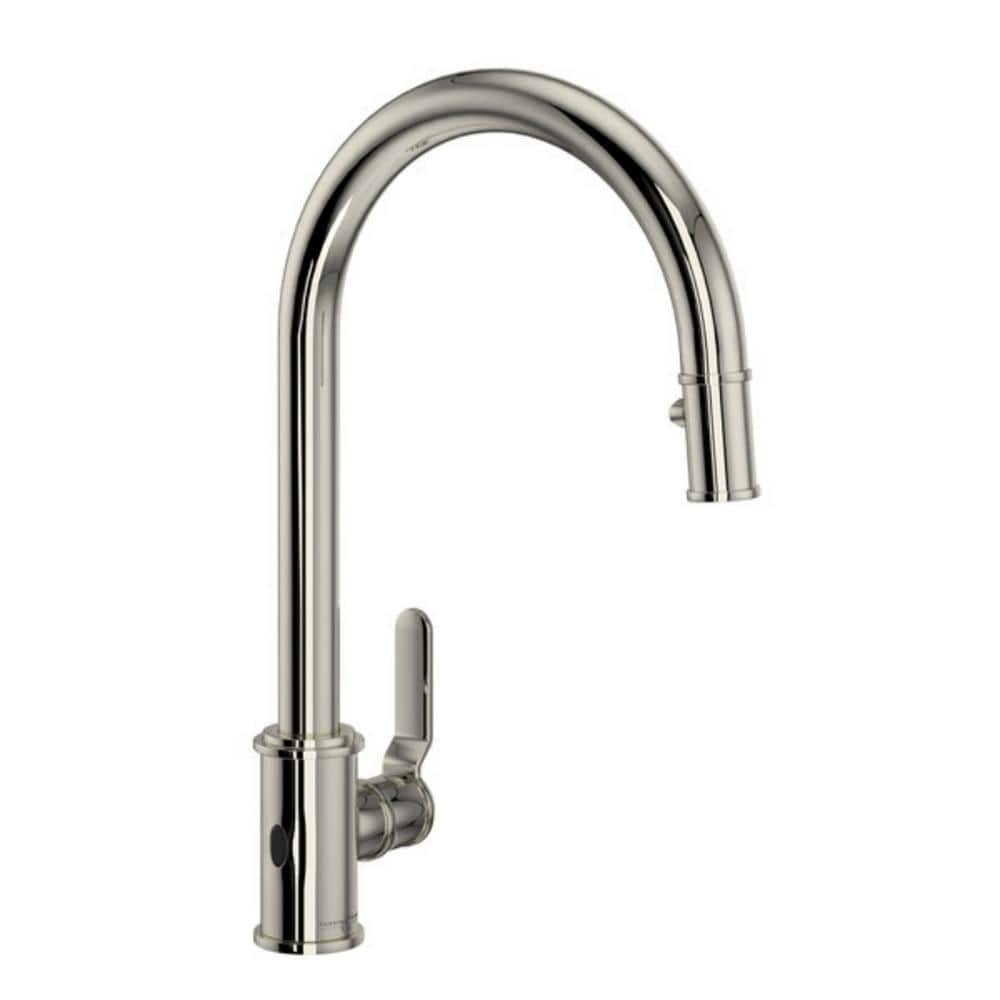 Polished Nickel Brass Pull-Down Kitchen Faucet with Spray