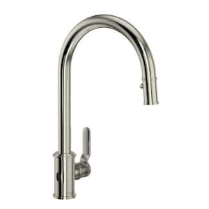 Armstrong Single Handle Pull Down Sprayer Kitchen Faucet with Secure Docking in Polished Nickel