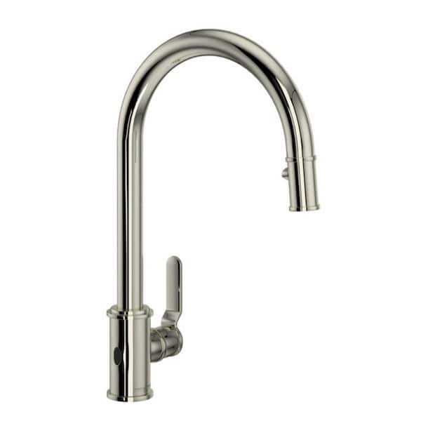 ROHL Armstrong Single Handle Pull Down Sprayer Kitchen Faucet with Secure Docking in Polished Nickel