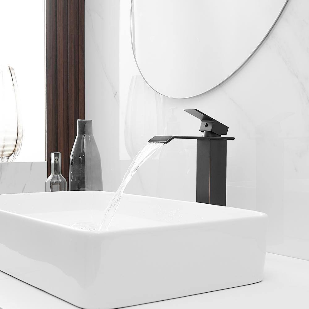 Oil-Rubbed Bronze Tall Vessel Sink Faucet with Drain Assembly