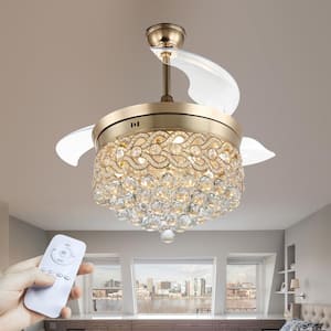 42 in. LED French Gold Retractable Ceiling Fan with Light Kit and Remote Control
