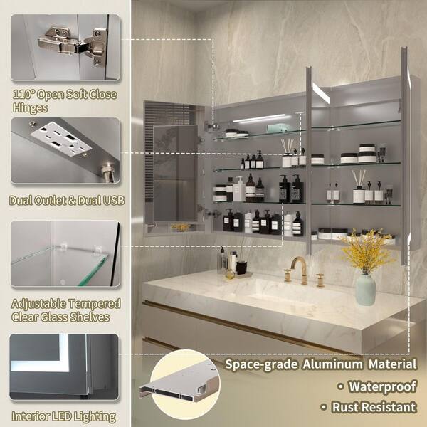 GroGro 48 in. W x 30 in. H Rectangular Silver Aluminum Recessed