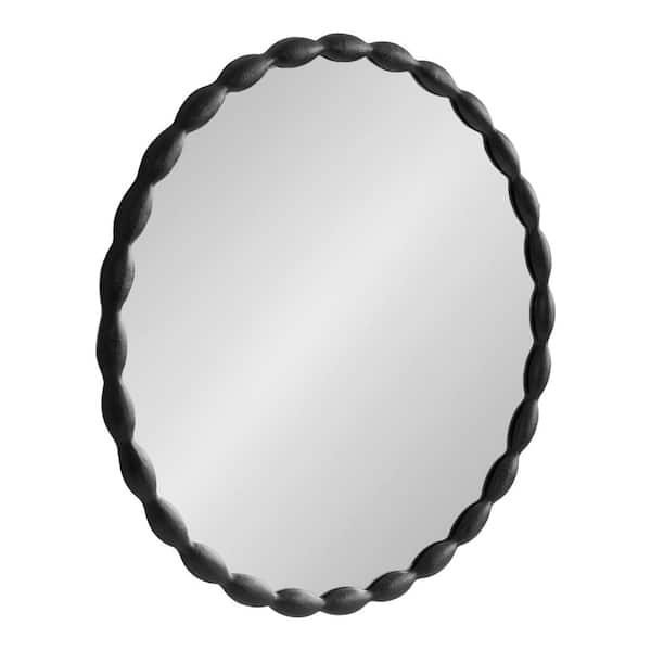 Kate and Laurel Perlina 25.75 in. W x 25.75 in. H Black Round Transitional Framed Decorative Wall Mirror