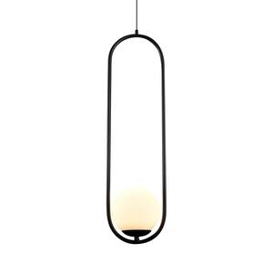 Capri 9.3-Watt 6.5 in. Wide Black Integrated LED Pendant With Glass Shade