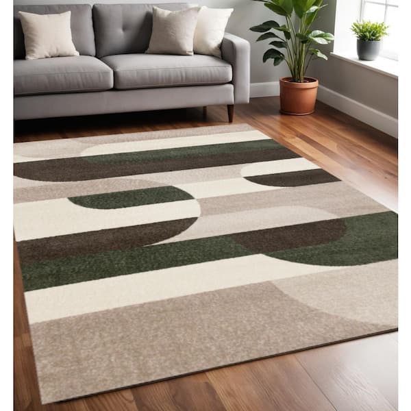Brown 5 ft. x 8 ft. Woven Geometric Rectangle Indoor Area Rug