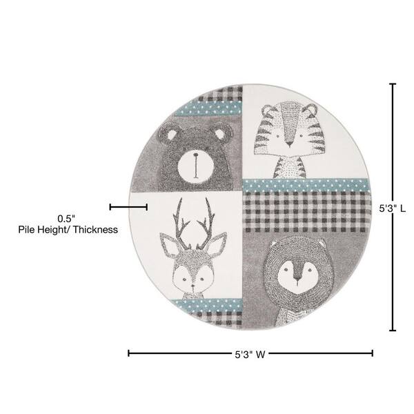 Safavieh Carousel Kids Elephant 3 x 5 Gray/Ivory Indoor Kids Throw Rug