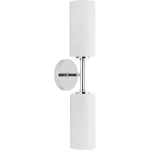 Cofield Collection 22-1/2 in. 2-Light Polished Chrome Wall Bracket with Etched Glass Shades