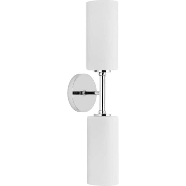 Progress Lighting Cofield Collection 22-1/2 in. 2-Light Polished Chrome Wall Bracket with Etched Glass Shades