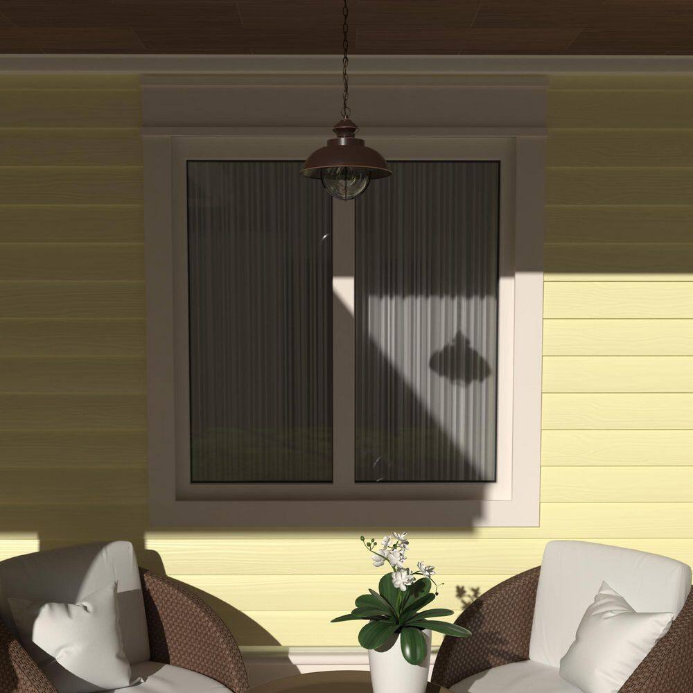 Harwich Burnished Bronze 10" Outdoor Pendant Light with Seeded Glass