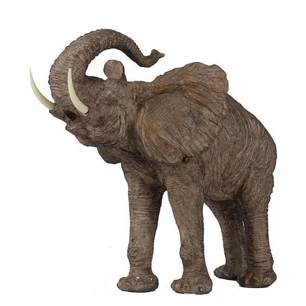 YESSKY DOWELL ENTER LLC Brown 15 in. x 12 in. Polyester Polyresin Elephant Decorative Statue Elephant Figurine for Home Decor