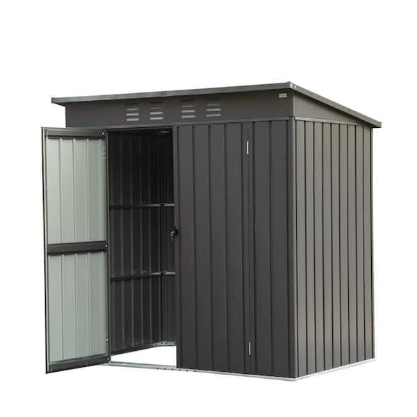 5 ft. W x 3 ft. D Outdoor Metal Shed with Sloping Roof, Latches and Lockable, Utility Tool Storage Room (15 sq. ft. )