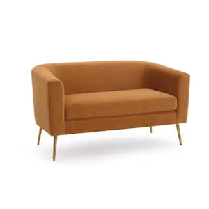 Indoor 51.50 in. W Turmeric Fabric Upholstery Loveseat with Steel Turned Legs