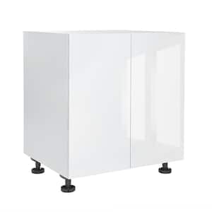 Quick Assemble Modern Style, White Gloss 27 in. Base Kitchen Cabinet, 2 Door (27 in. W x 24 in. D x 34.50 in. H)