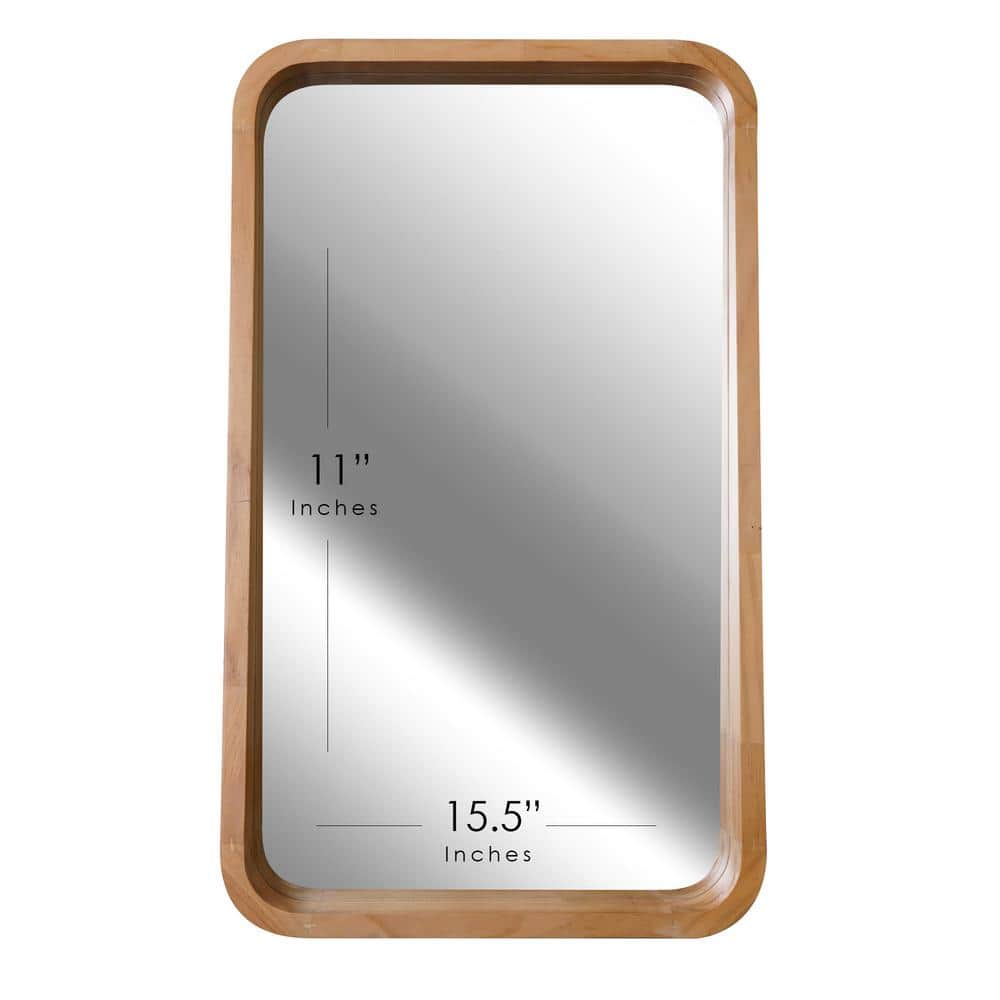 Contemporary Natural Wood Rectangular Wall Mirror 13" x 17.5"