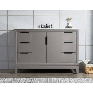 Elizabeth Collection 48 in. Bath Vanity in Cashmere Grey With Vanity Top in Carrara White Marble - With Mirror(s)