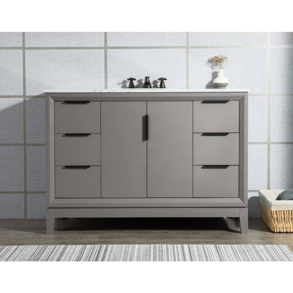 Water Creation Elizabeth Collection 48 in. Bath Vanity in Cashmere Grey With Vanity Top in Carrara White Marble - With Mirror(s)