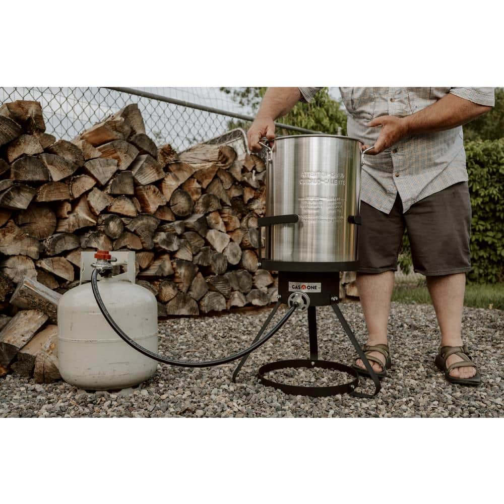 30 Quart Silver Aluminum Turkey Fryer with Cast Iron Burner