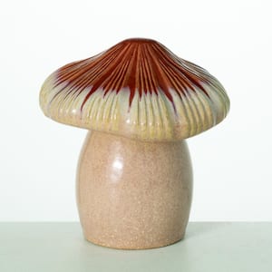 Brown 9.25 in. x 10.25 in. Ceramic Large Ceramic Mushroom