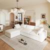 Magic Home 118 in. Square Arm 4-Piece Linen L-Shaped Sectional Sofa Cloud Couch in White with Ottoman MH-121WE-S3+OT