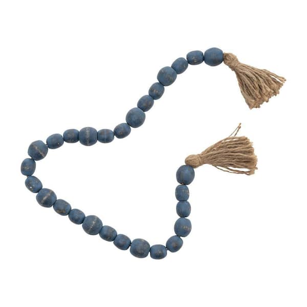Liv & Skye Blue 33 in. 1 in. Mango Wood Beaded Garland