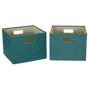 10 in. H x 13 in. W x 13 in. D Teal Canvas 1-Cube Organizer