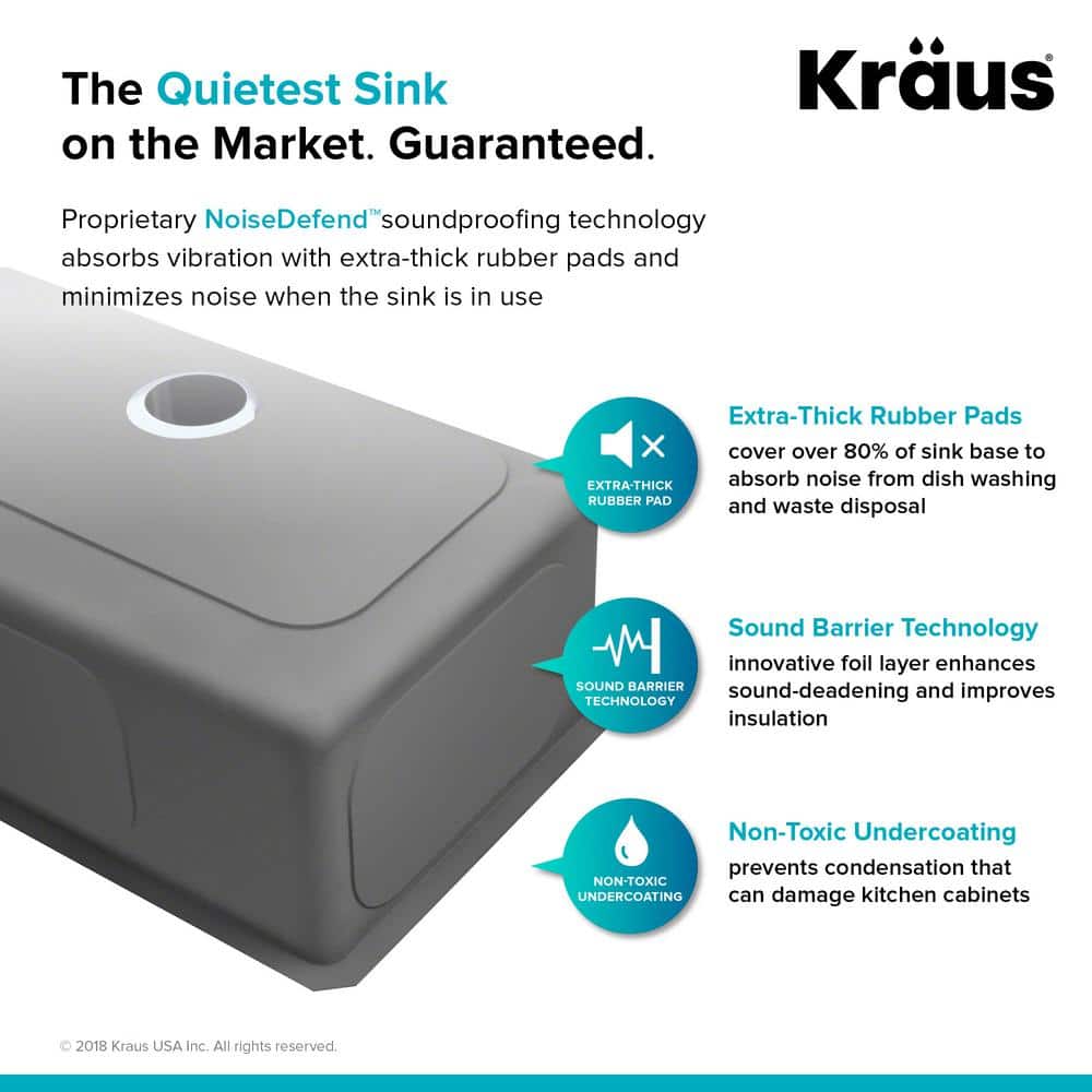 Kraus 33-Inch Satin Stainless Steel Double Bowl Undermount Kitchen Sink