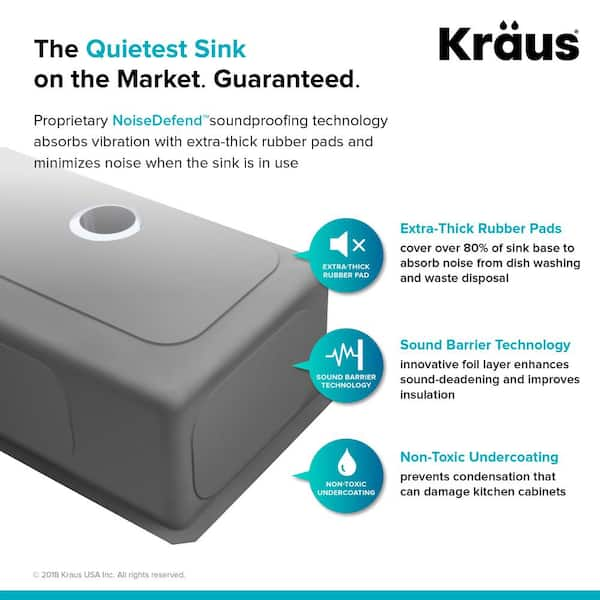 KRAUS Standart PRO 33in. 16 Gauge Undermount 60/40 Double Bowl Stainless  Steel Kitchen Sink KHU103-33 - The Home Depot