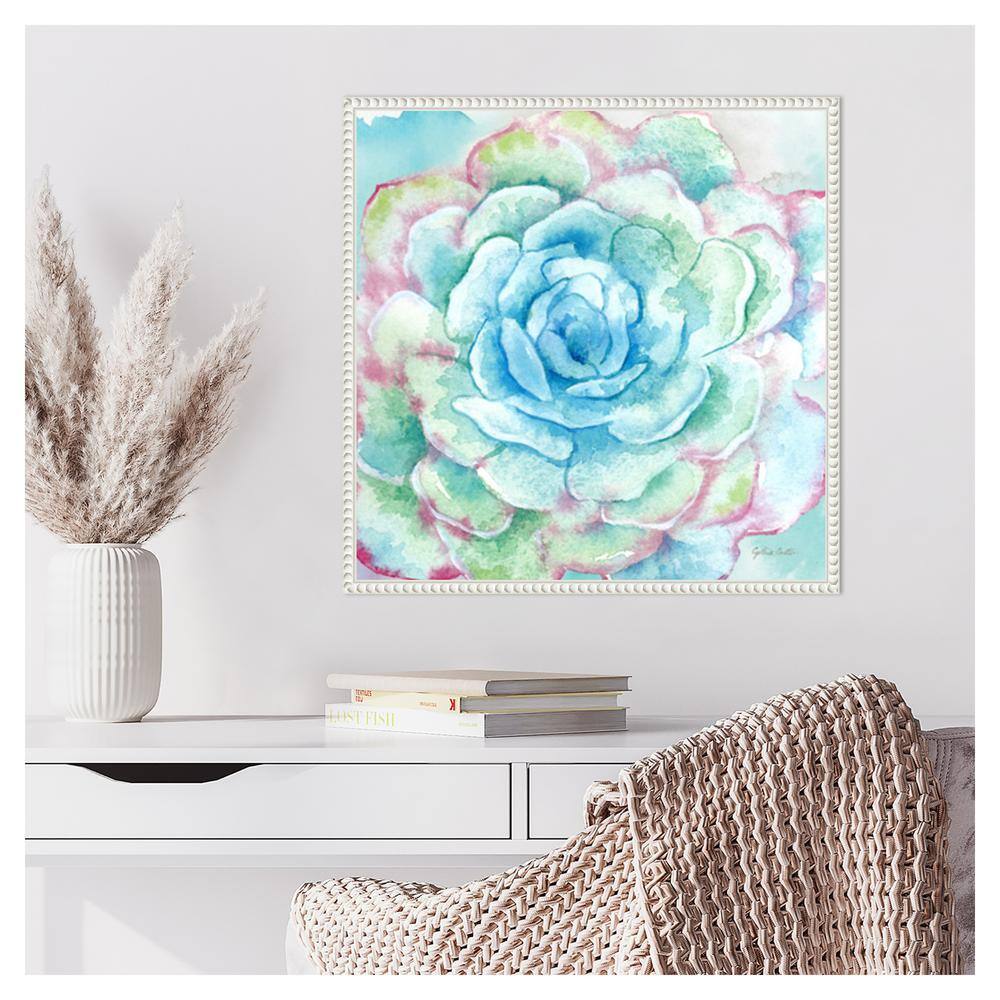 Sweet Succulents I Abstract Floral Canvas Print with White Frame