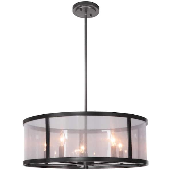 CRAFTMADE Danbury 60-Watt 5-Light Matte Black Finish Dining/Kitchen Island Pendant w/ Organza Acrylic Shade, No Bulbs Included