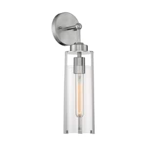Marina 1-Light Brushed Nickel Wall Sconce with Clear Glass Shade