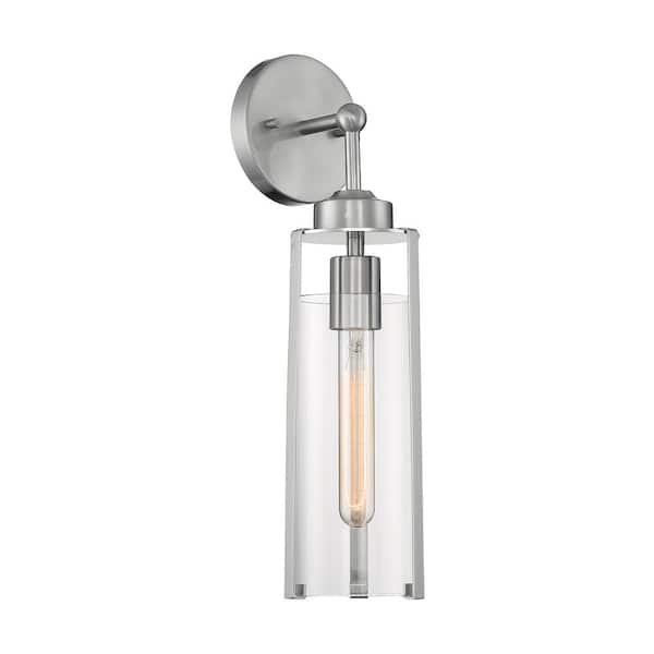 SATCO Marina 1-Light Brushed Nickel Wall Sconce with Clear Glass Shade