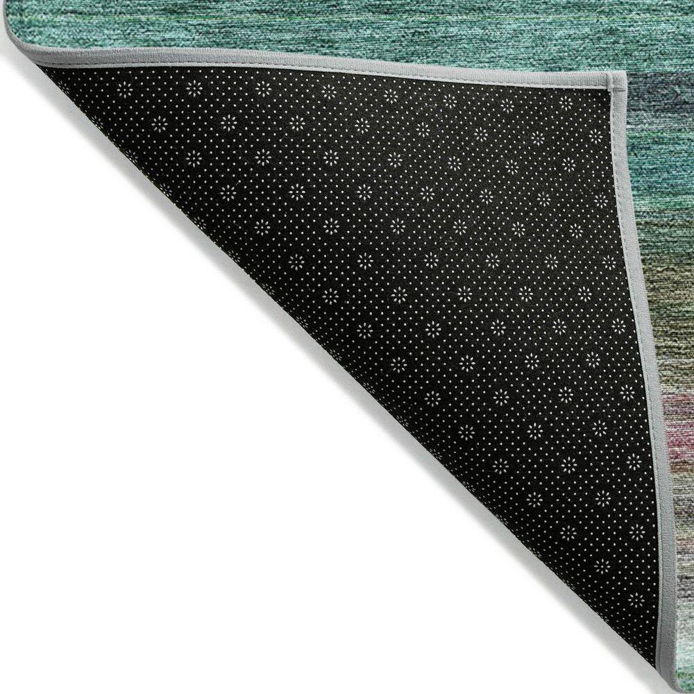 Sage and Blue Striped Synthetic 9' x 12' Washable Rug