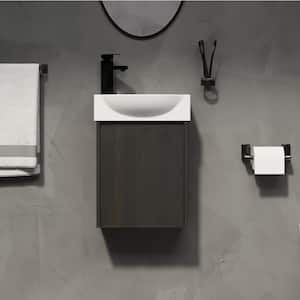 16 in. W Single Sink Wall-Mounted Bath Vanity in Black with White Cultured Marble Top