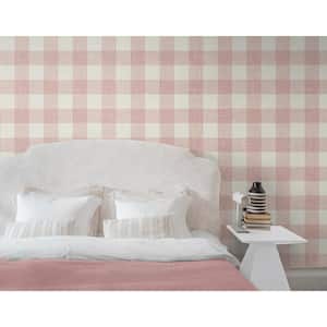Rustic Rouge Bebe Gingham Paper Unpasted Nonwoven Wallpaper Roll 60.75 sq. ft.