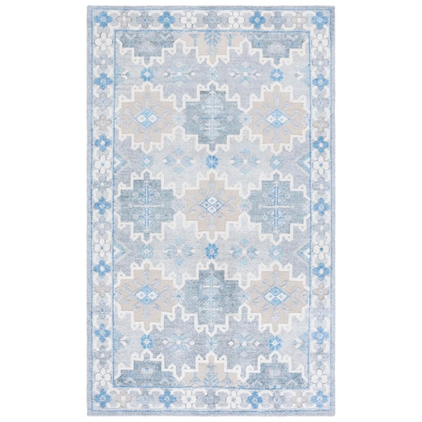 Paseo 6 ft. x 9 ft. Blue Geometric Diamond Area Rug