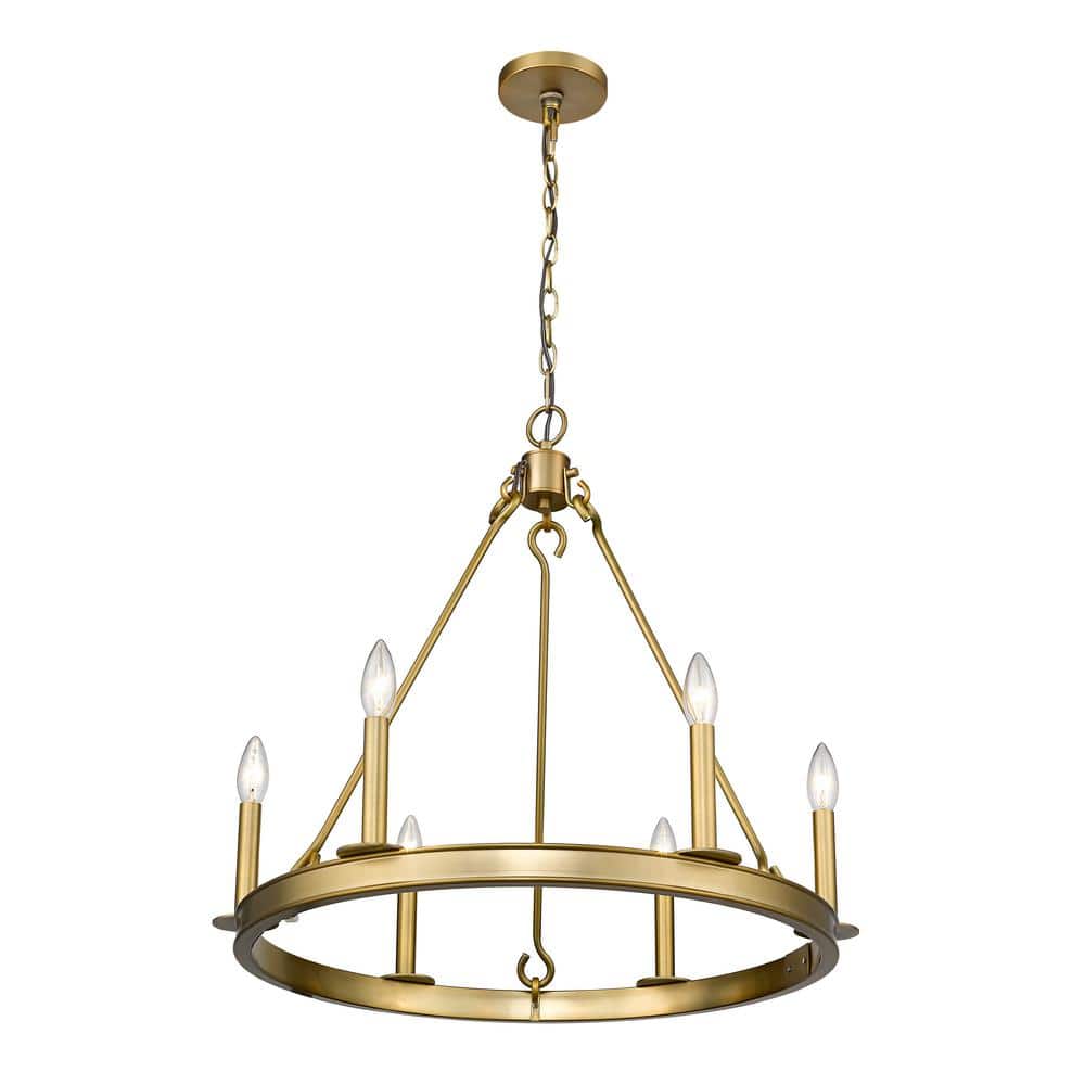 Olde Brass 6-Light Candle-Inspired Chandelier