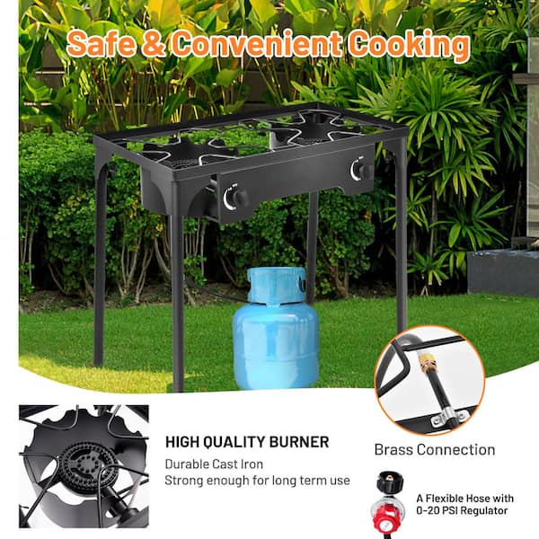 Propane Stove 2 Burner Gas Outdoor Portable Camping bbq high pressure  regulator