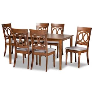 Lucie 7-Piece Grey and Walnut Brown Dining Set
