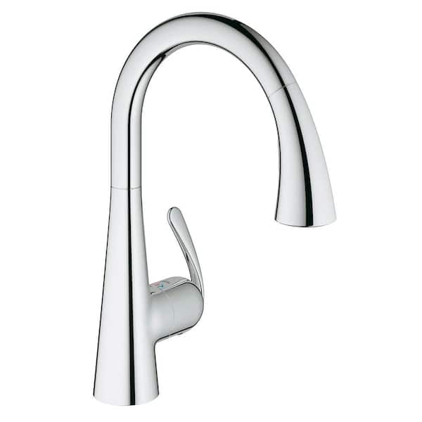 GROHE LadyLux3 Cafe Single-Handle Pull-Down Sprayer Kitchen Faucet with Dual Spray in StarLight Chrome