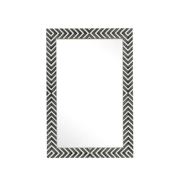 Unbranded Timeless Home 36 in. W x 24 in. H x Modern Wood Framed Rectangle Chevron Mirror