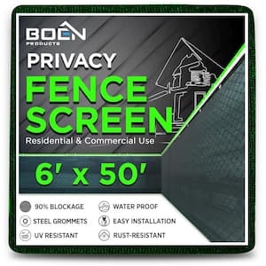 6 ft. x 50 ft. Green Privacy Fence Screen Netting Mesh with Reinforced Grommet for Chain link Garden Fence