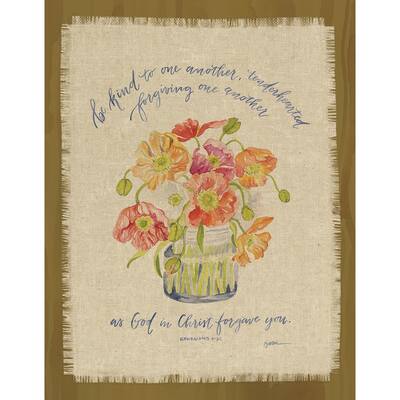 GraceLaced for Carpentree "Be Kind To One Another” Ephesians 4:32" Printed Fringe Canvas on Wood Plaque